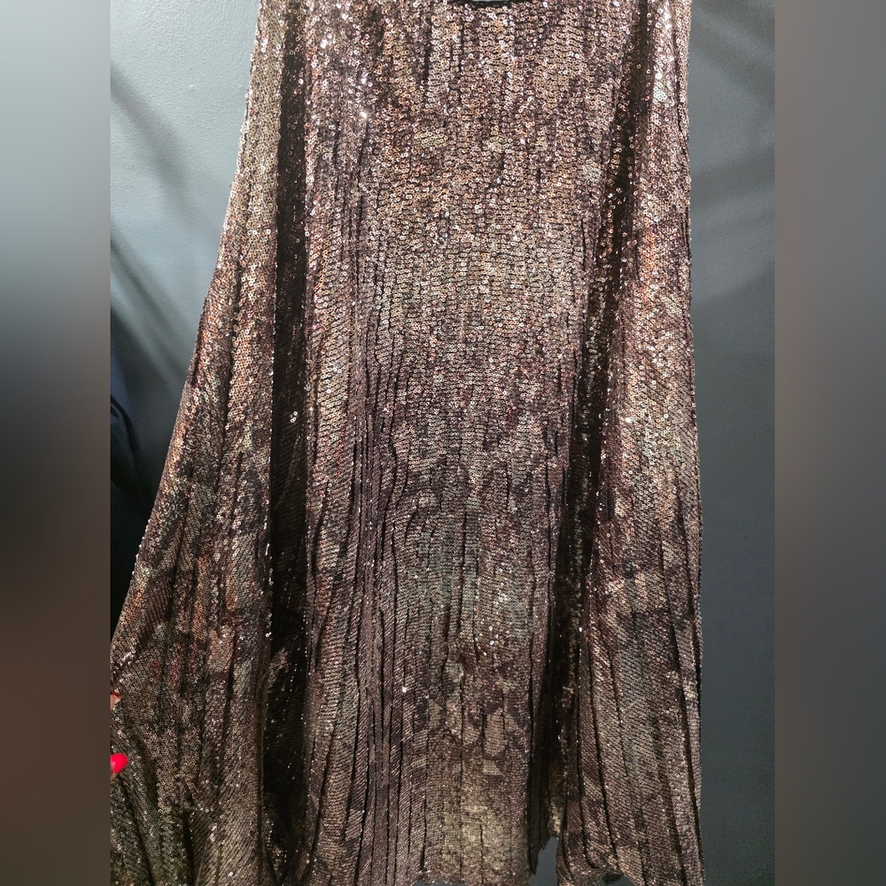 Ralph Lauren Purple Label Sequin Brown Maxi Skirt